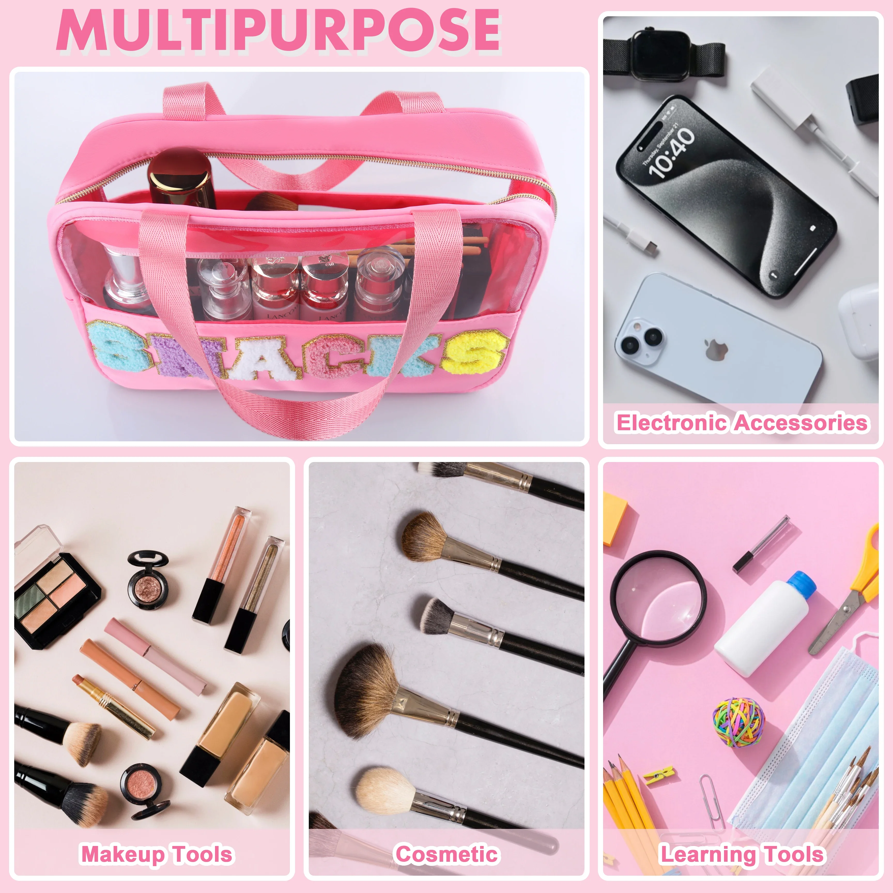New PVC Transparent Makeup Bags Travel Portable Cosmetic Large Capacity Organizer Womens Cosmetic Bag Wash Bag Make up brush Bag 5