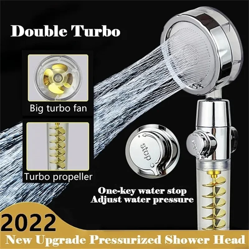 

Shower Heads with Handheld Spray High Pressure Water Saving Flow 360 Degree Rotating Turbo Fan Bathroom Spa Showerhead