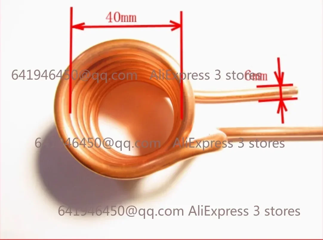 1PC ZVS coil T2 copper induction heating coil copper tube 6mm quenching tapless heating head DIY