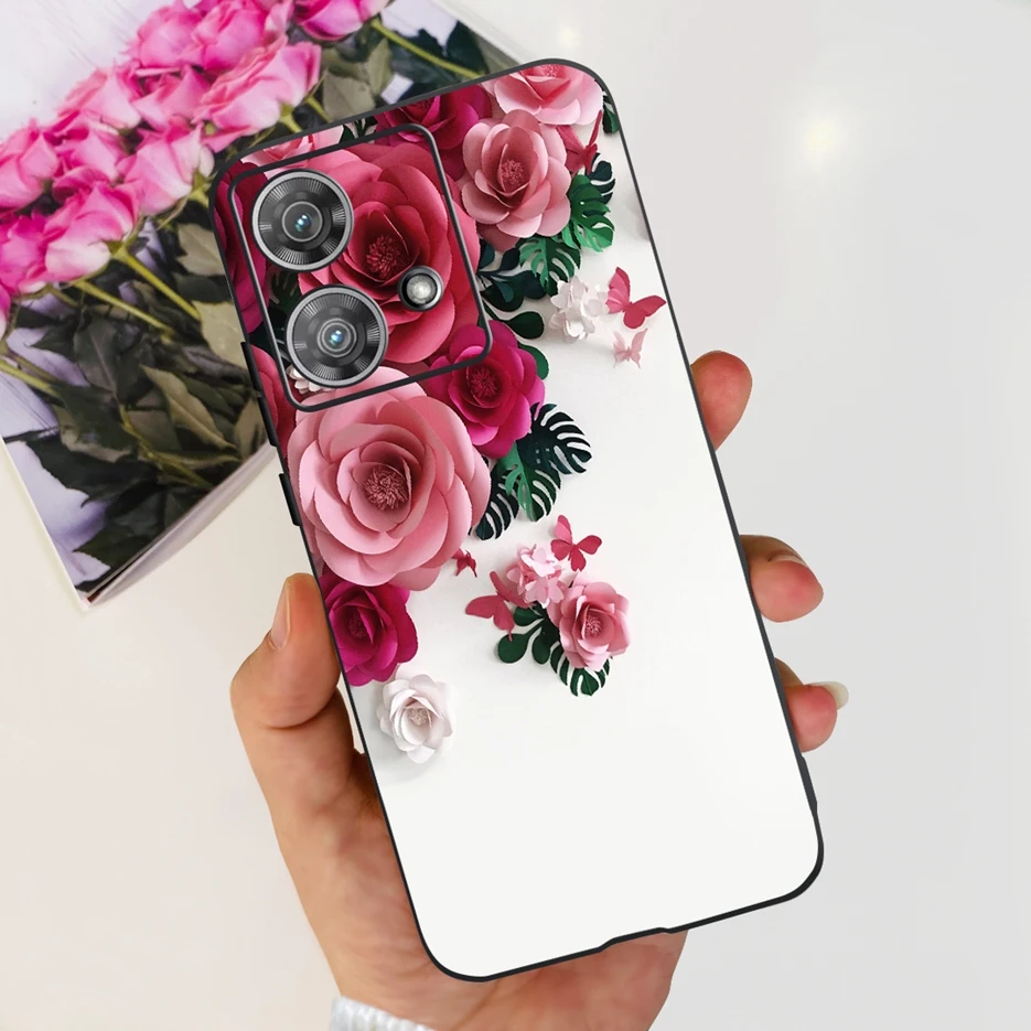 Cute Cat & Butterfly Soft Silicone Phone Case for Motorola Edge 40 Neo - Stylish Protective Back Cover