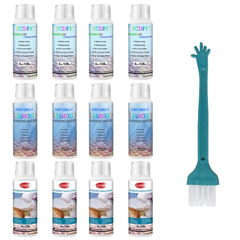 14PCS Diamond Painting Sealer with Brush Permanent Hold Shine Effect