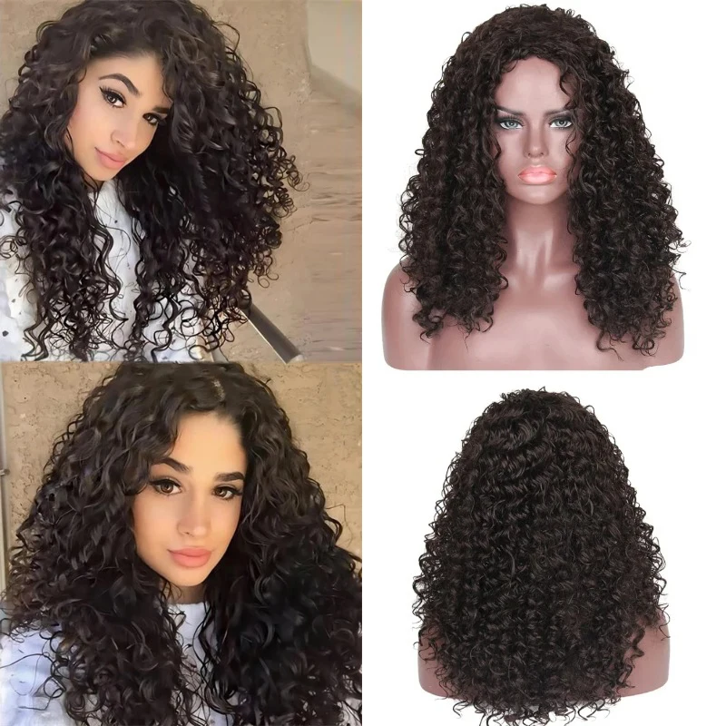 

Афро, привлекательный локон Wig-250% плотный, короткий и кудрявый! 18 дюймов натуральный черный. Пушистая Середина, дизайн водной волны. Обязательный предмет моды