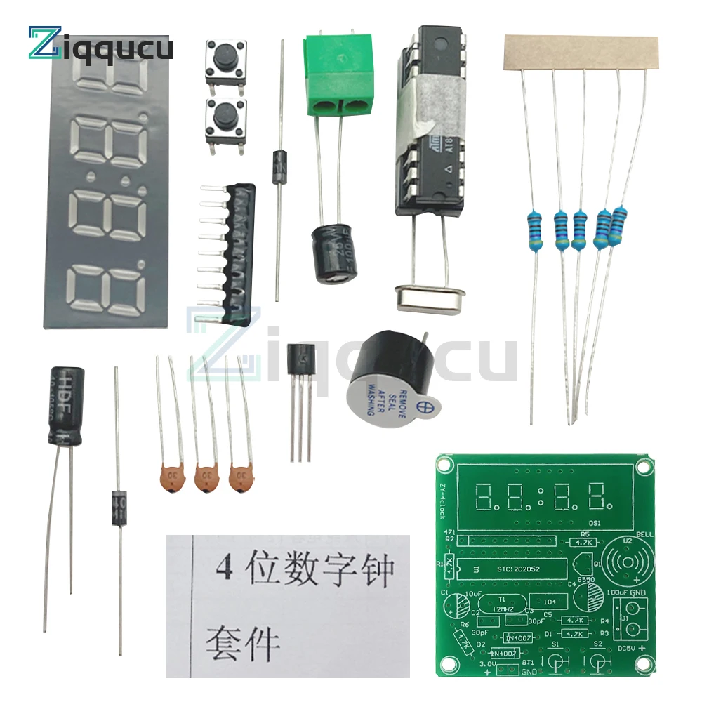 AT89C2051 4-bit Digital Electronic Clock Kit Module DIY Soldering