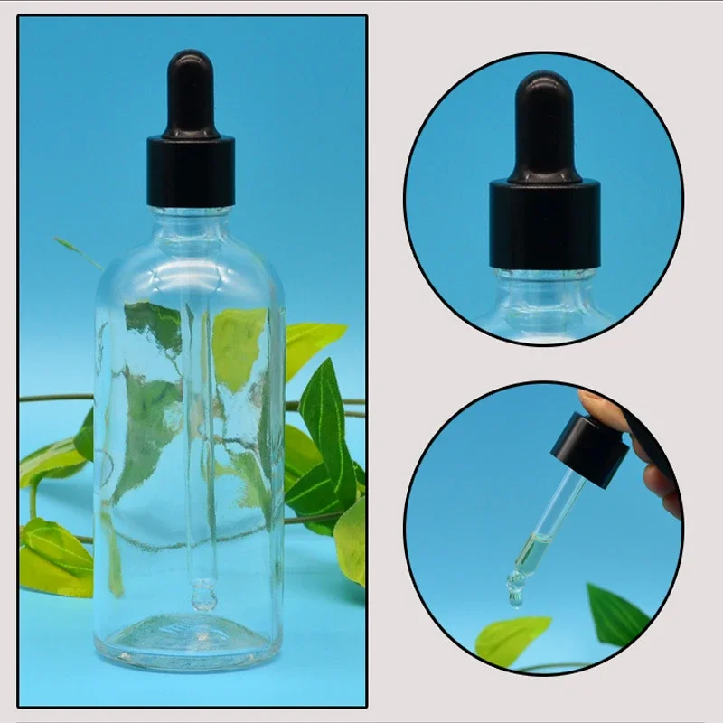 5Pcs 5-100ml Glass Dropper Bottles For Essential Oils with Amber Glass Bottle with Eye Droppers Leak Proof Travel Tincture Vials