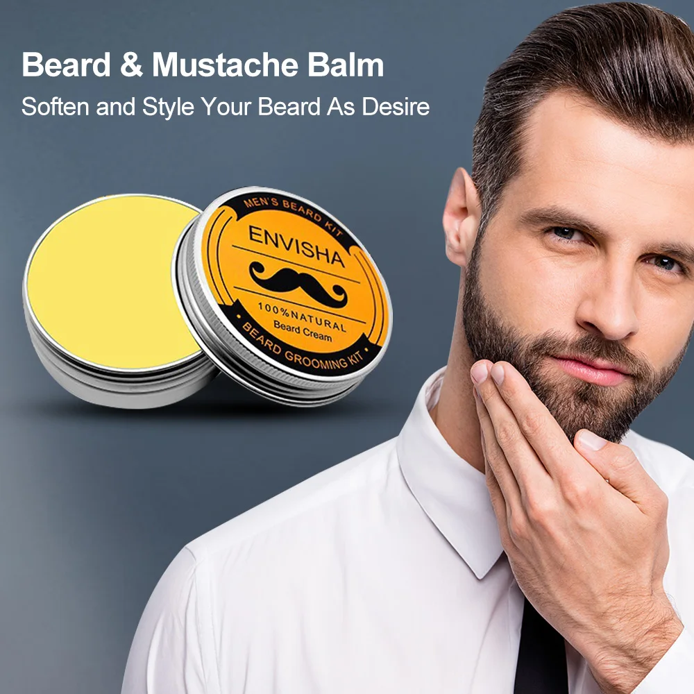 Beard Growth Kit For Men Barbe Hair Enhancer beard Essential Oil Moisturizing Wax Growth Roller Comb Styling Scissors Beard Care
