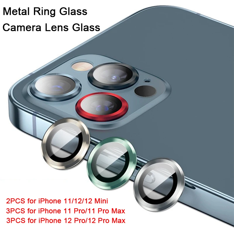 2/3 шт. закаленное стекло с металлическим кольцом для iPhone 13 11 12 Mini Camera Lens Screen Protector for