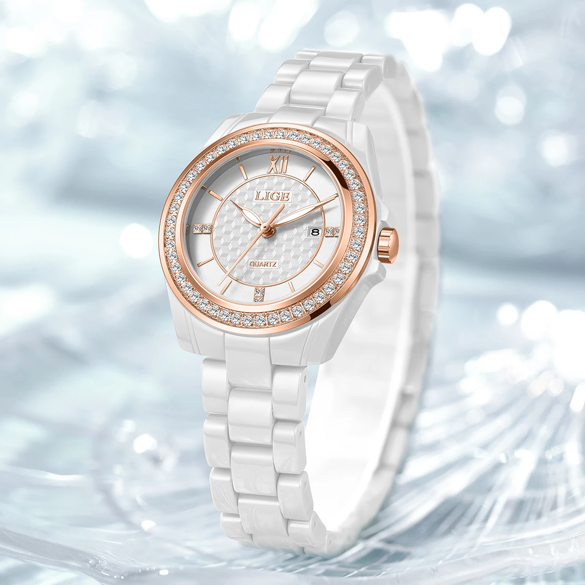 LIGE Elegant Women's Luxury Fashion Wristwatch with Quartz Movement in Stainless Steel