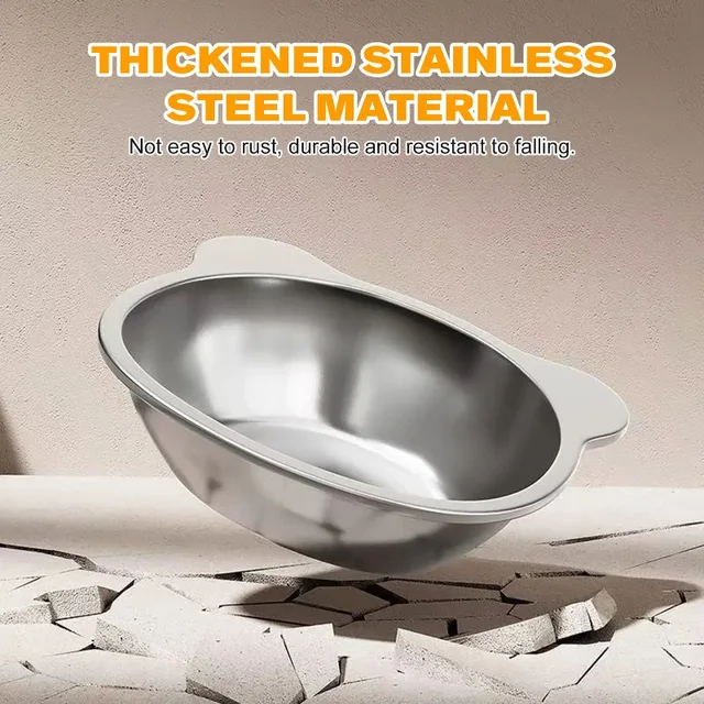 Stainless Steel Pet Bowl Slanted Anti Cervical Spondylosis for Cats and Dogs Dual Use Feeder 2