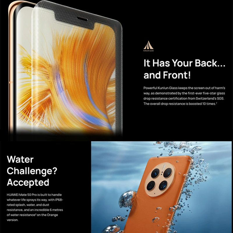 Original Huawei Mate 50 Pro 6.74 Inch OLED 120Hz Screen Snapdragon 8+ Gen 1 HarmonyOS 3.0 NFC Smartphone