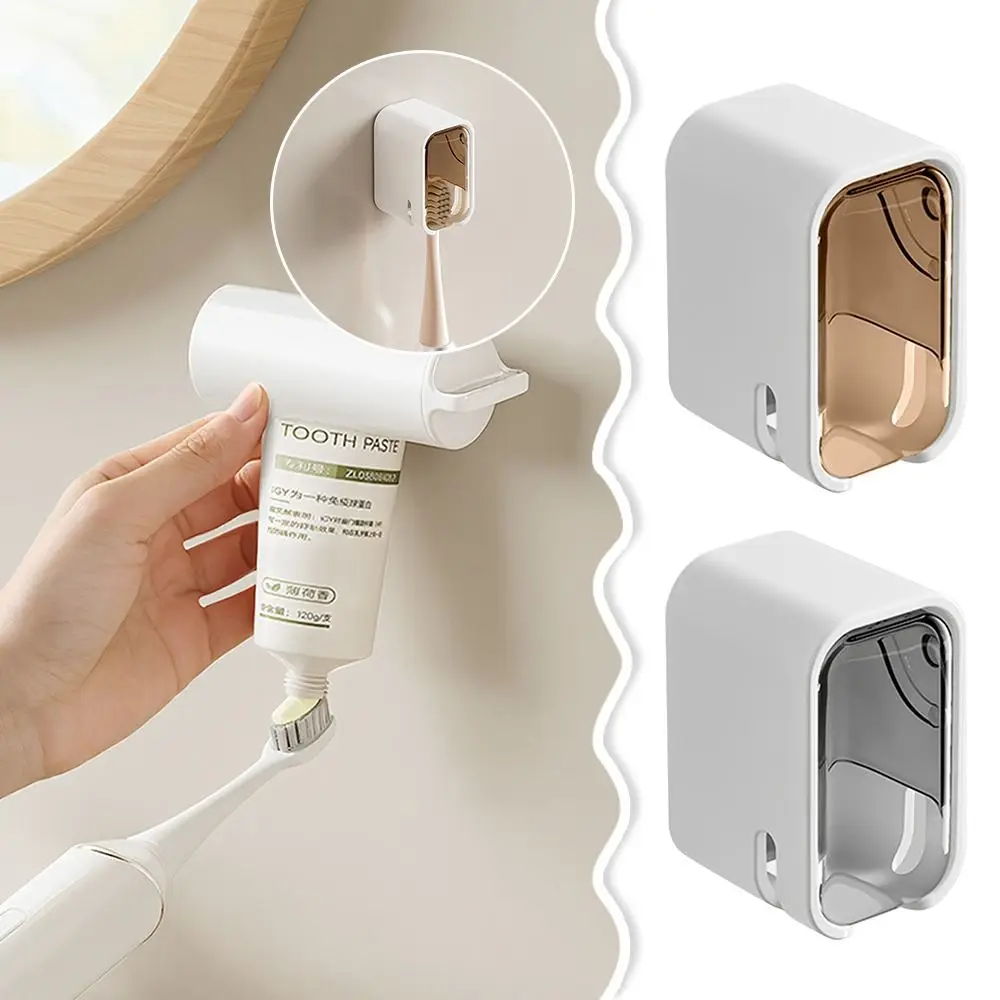 Portable Dustproof Toothbrush Holder Flip-top Wall Mounted Toothbrush Rack Storage Box