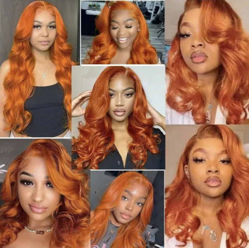 Human Hair Wigs Orange Ginger 13x4 HD Lace Front Human Hair Wigs For Women Pre Plucked Body Wave 13x6 HD Lace Frontal Wigs Human Hair Wig lace front wig front lace wig