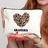 Heart Leopard Pattern Name Customization White Makeup Bag Canvas Wash Bag Organizer Fashion Travel Lipstick Storage Bags Wallet 1