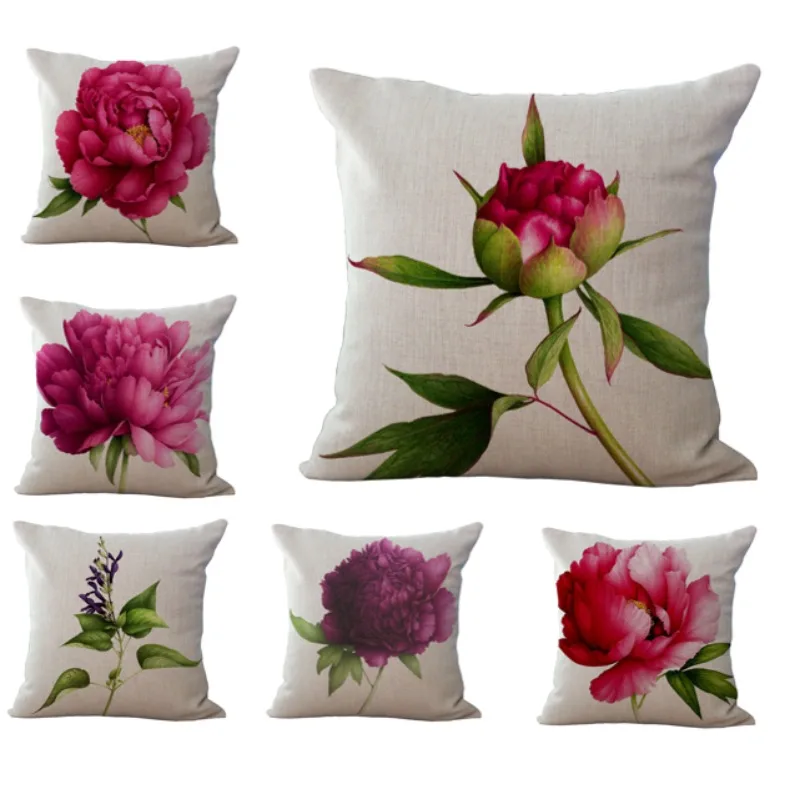 

Purple Flower Plant Pillow Cover Flower Pattern Cushion Cover for Sofa Home Decor Office Car Seat Pillowcase 2024 45x45cm G482