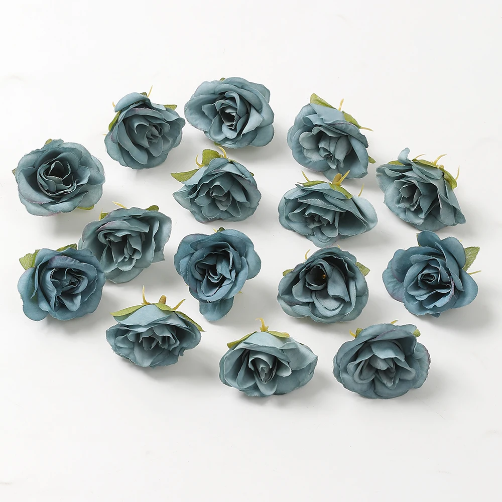 10 Stück Mix blaue künstliche Blumenköpfe DIY Party Hochzeitstorte Geschenkbox Kränze Home Room Decor Garten Handwerk Rose Lilie Blumen – Detail 5