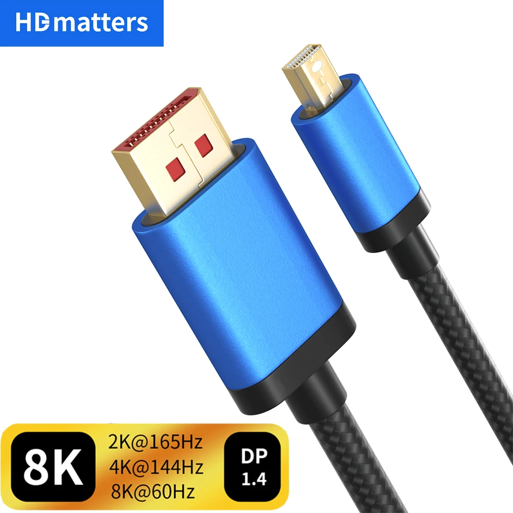 Mini DP cable 8K Mini Displayport to DP 1.4 cable 144hz 4K DP to Mini