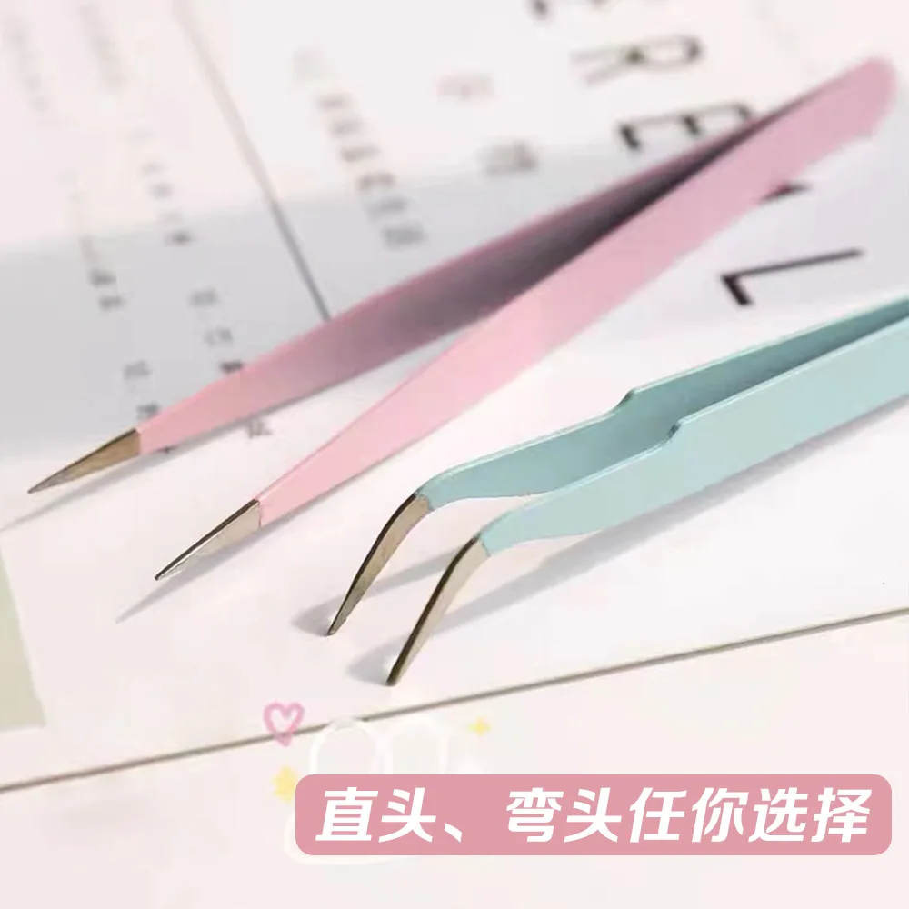 Description Picture 6 of itemStainless Steel Nail Tweezer Straight/Curved Lash Tweezers for Nail Sticker Rhinestones Picking Tool Makeup Manicure Accessories