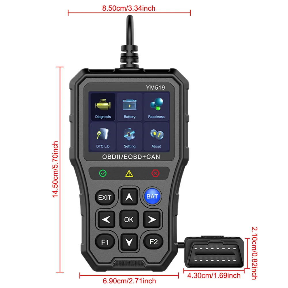 Battery Tester Code Reader Fault Code Scanner OBD2 Code Reader Multi-language YM519 Car Diagnostic Tool Check Engine System 4
