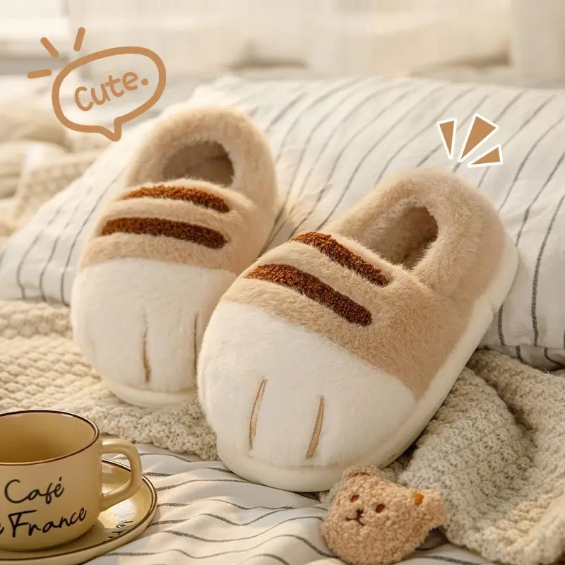 Auf Lager Herren stereoskopische Tierhausschuhe zu Hause flauschige graue Kätzchenschuhe Frauen Umarmung Katzenhaus Schlafzimmer Hausschuhe – Detail 14