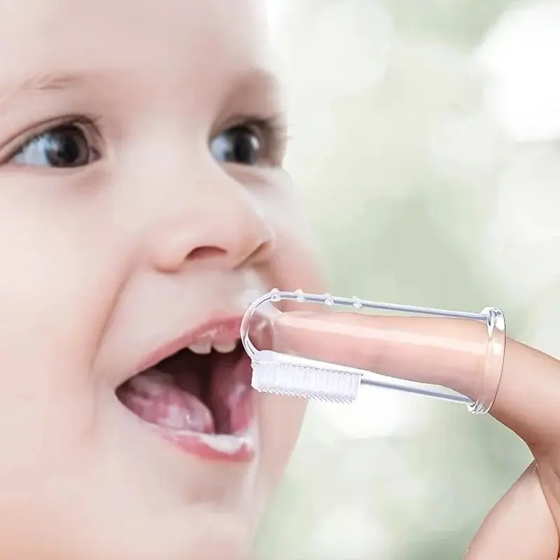 1pcs Liquid Silicone Baby Fingerbrush, Bristle Finger Toothbrush, Infant Tongue Moss Oral Clean Toothbrush, Portable for Travell
