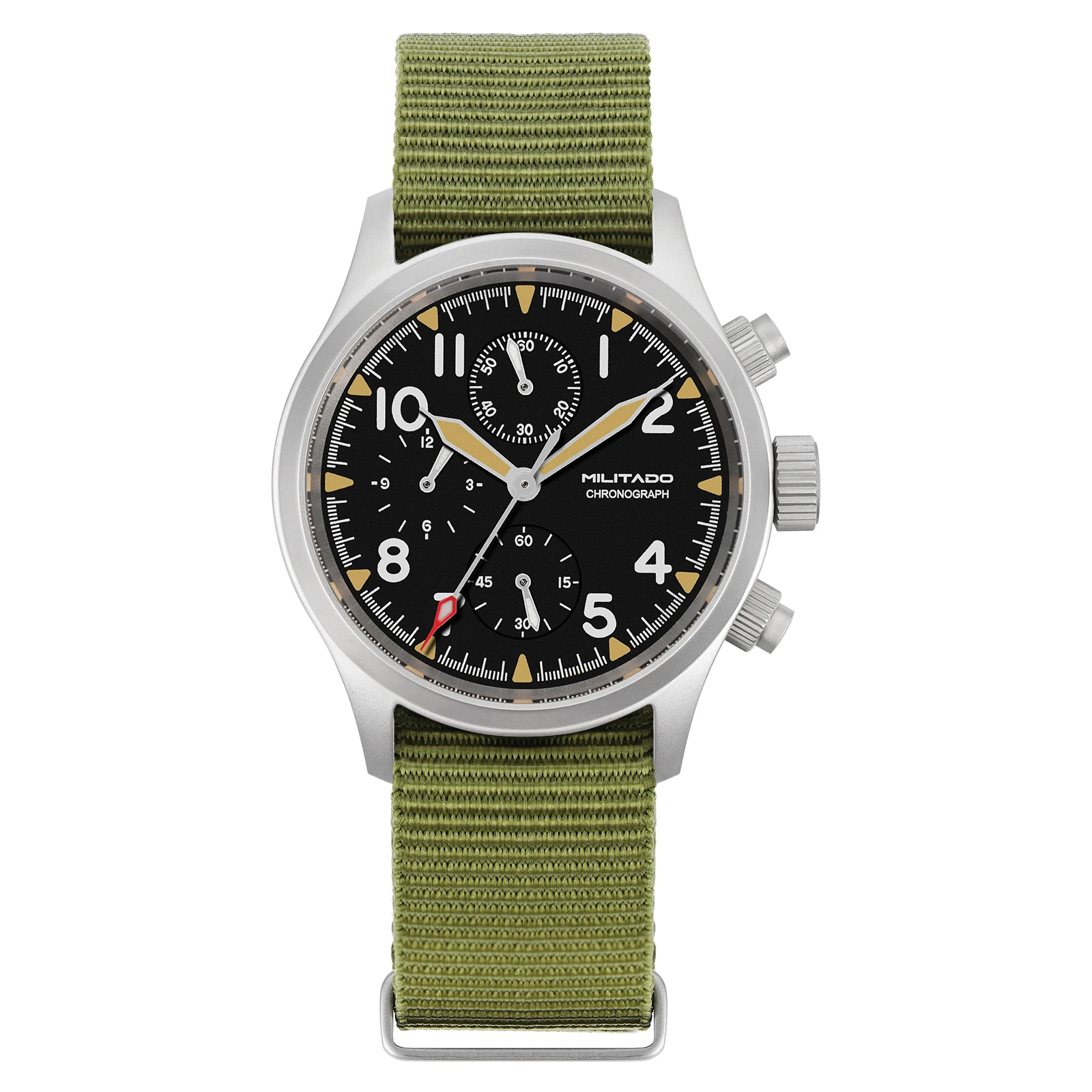 Militado ML1868KF 3 ダイヤル クォーツ時計 VK67 クロノグラフ 
