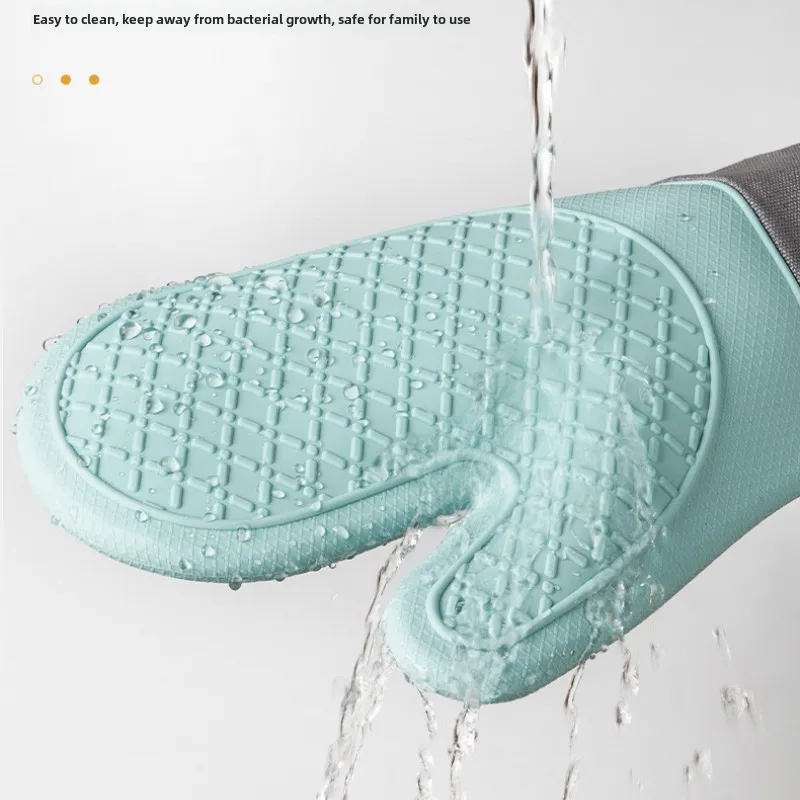 1 Pack Silicone Gloves Insulated Non-slip Anti-scalding Oven Kitchen Baking Tools Heat Resistant
