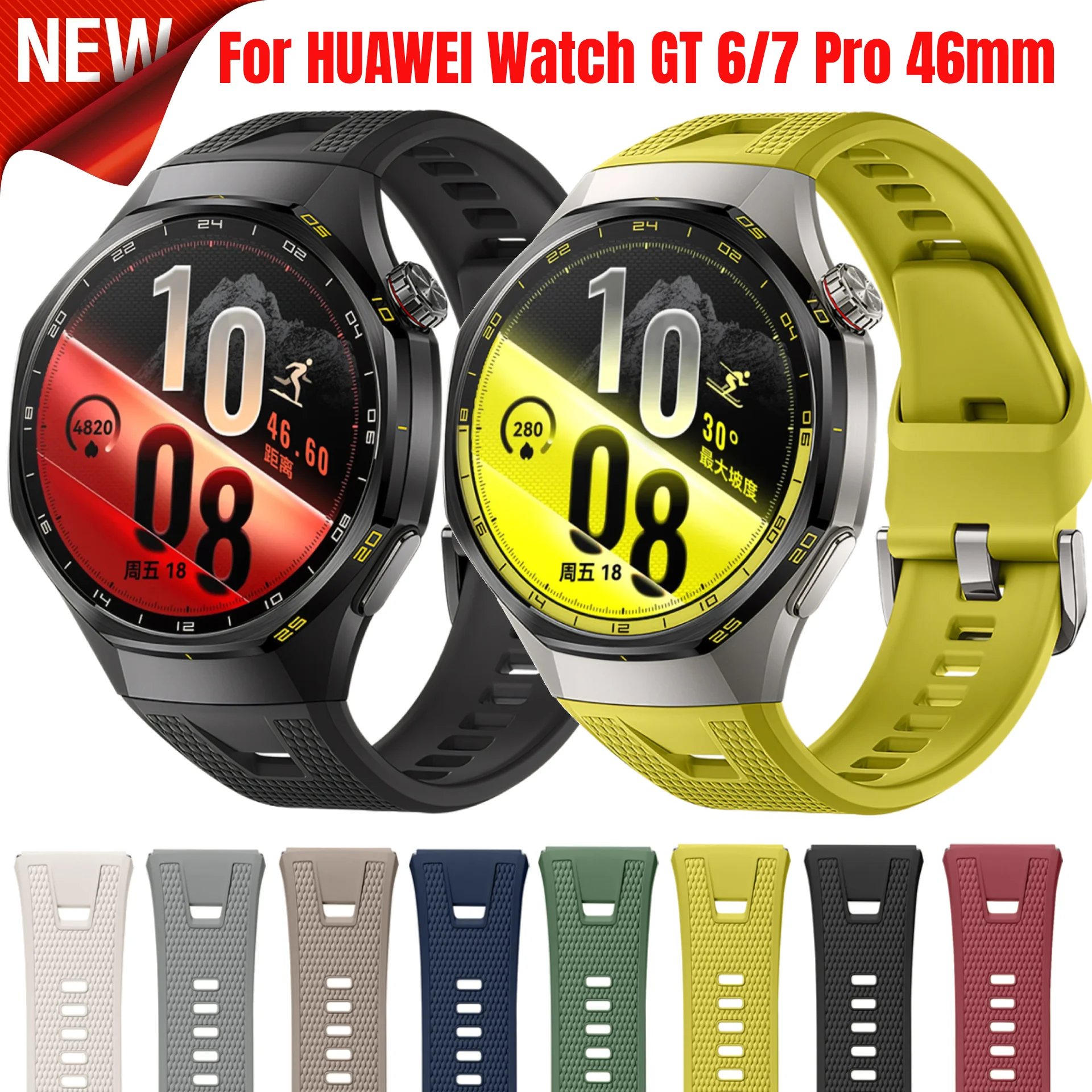 Sporty Breathable Silicone Watch Band with Press Button Clasp
