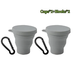 Compact Silicone Travel Cup with Lid - Portable & Collapsible - 180ml-200ml (Gray-2PCS)