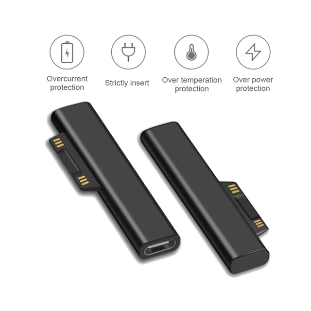 USB C адаптер для быстрой зарядки, 15 В/3 А, для Microsoft Surface Pro 7/6/5/4/3/Go/ Book1/2 1