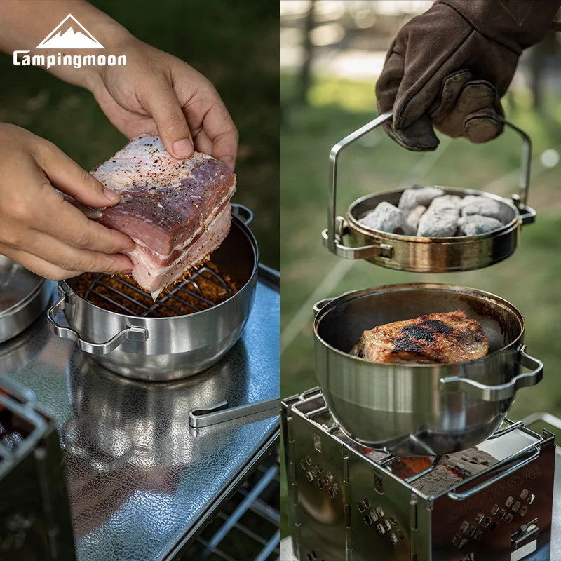 Multi-functional Thickened Stainless Steel Dutch Pot Campingmoon Do-25 Camping Frying Boiling Hanging Pot