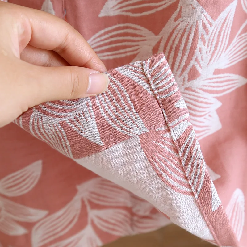 Women's Pure Cotton Gauze Pajamas Thin Jacquard Bathrobes Autumn Long Sleeve Japanese Kimono Robe Loose and Casual Home Wear