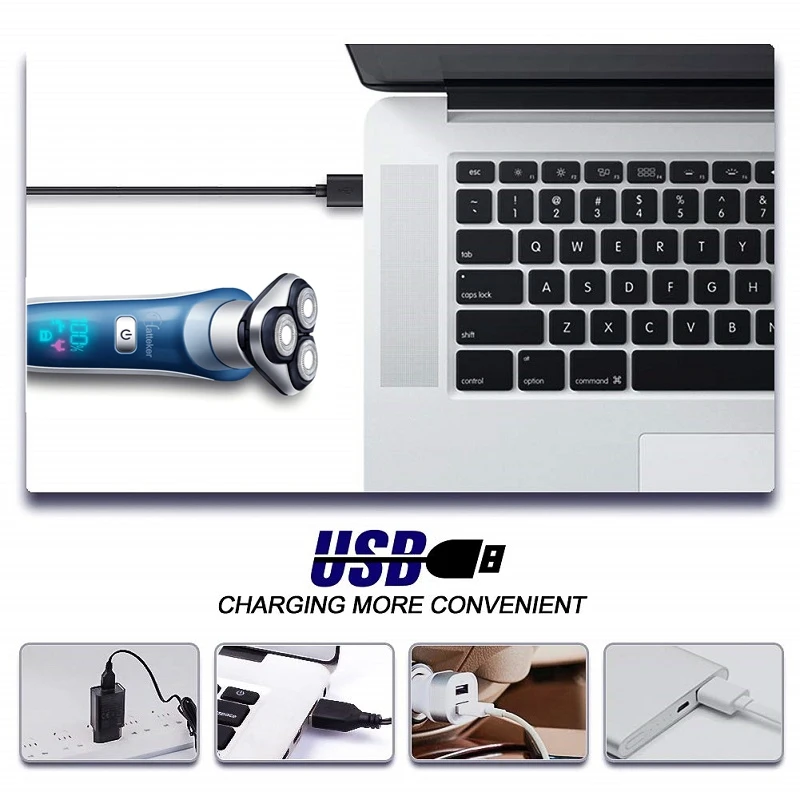 프로 남성용 4 인 1 세척 가능 전기 면도기, 얼굴 전기 면도기, 수염 트리머, 코 귀 면도기, USB 충전식