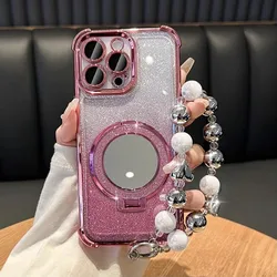 Lovely Heart Bracelet Mirror Phone Holder Case - Shockproof Glitter Cover for Mi 12 Pro (2)