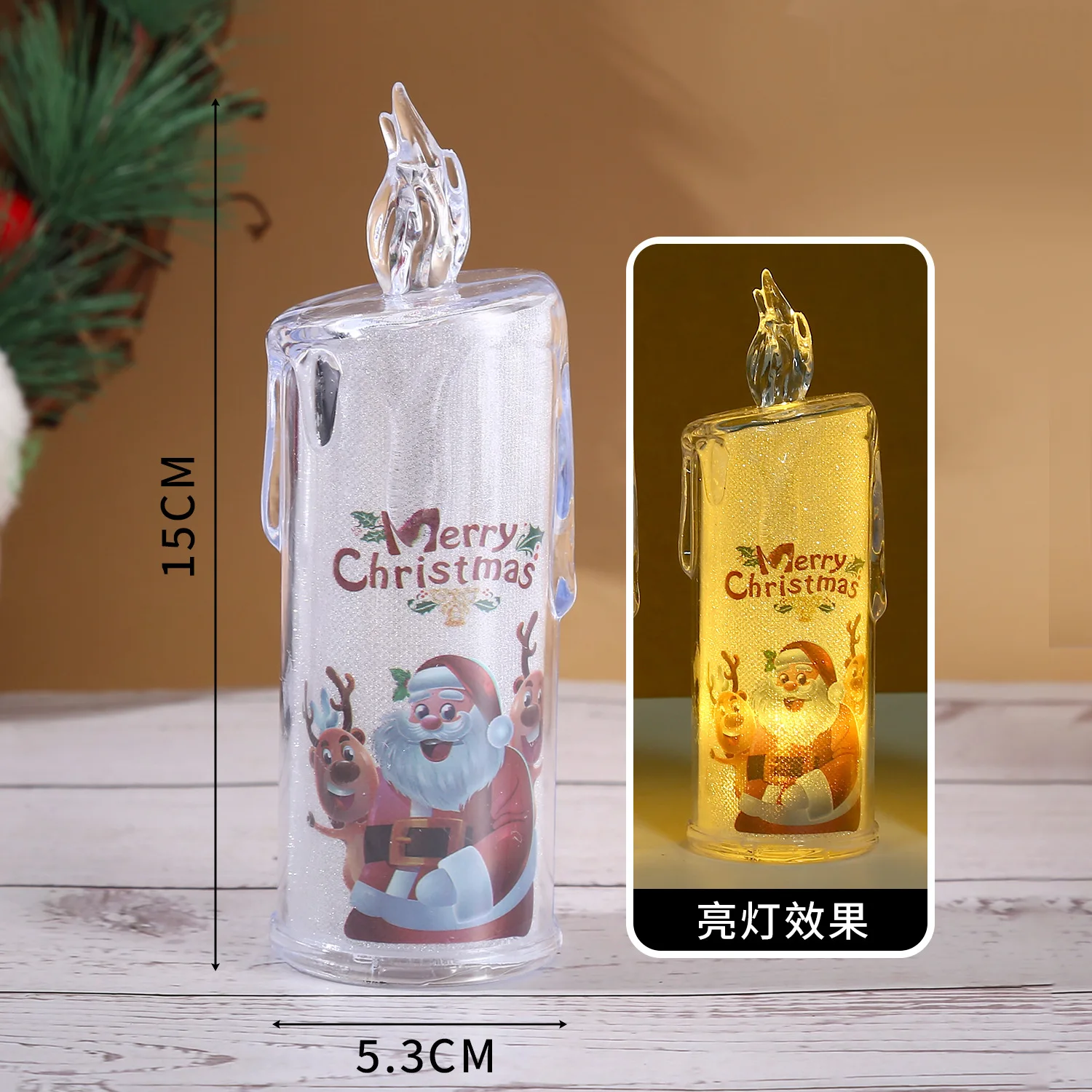 Weihnachts-LED-Kristallkerzenlicht, elektronische flammenlose Nachtlampe, batteriebetriebene Tischdekoration, festliche Weihnachtsdekoration_voghion.com