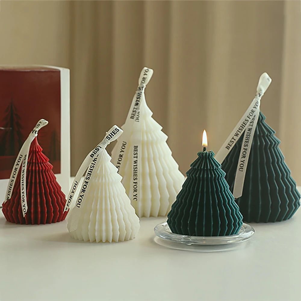 

Christmas Tree Candle Mold DIY Handmade Soap Gypsum Clay Resin Chocolate Silicone Mould Home Decoration Ornaments Christmas Gift