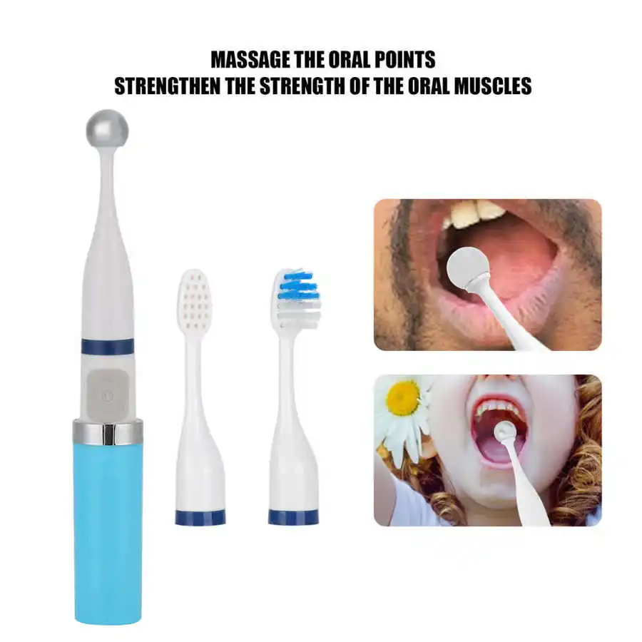 Tongue Muscle Training & Recovery Device with Massage Tool Functionality and Toothbrush Heads