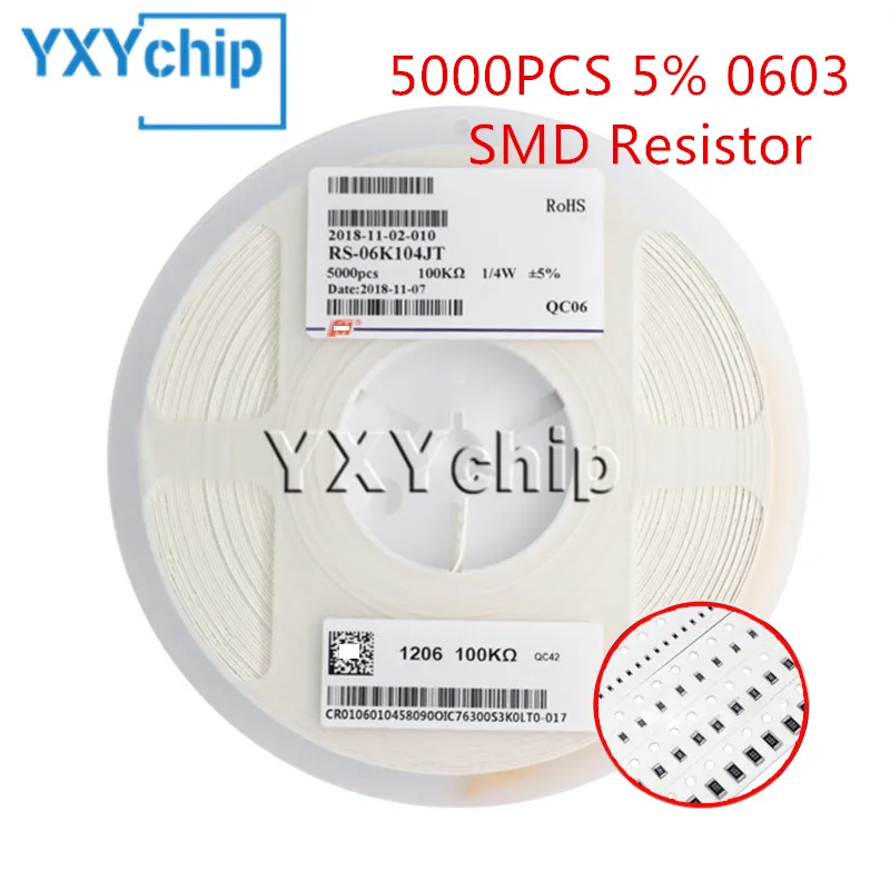 

5000pcs 0603 5% SMD resistor 0R ~ 10M 1/10W 0 1 10 47 100 150 220 330 ohm 1K 2.2K 4.7K 10K 22K 100K 1R 10R 100R 150R 220R 330R