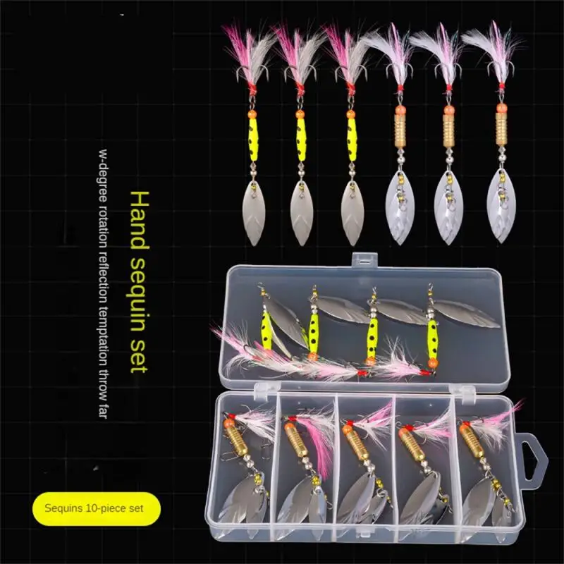 

Metal Sliver Rotating Sequins Spoon Lure 7g/10g Spinner Fishing Hard Bait with Feather Treble Hook Fishing Accessories