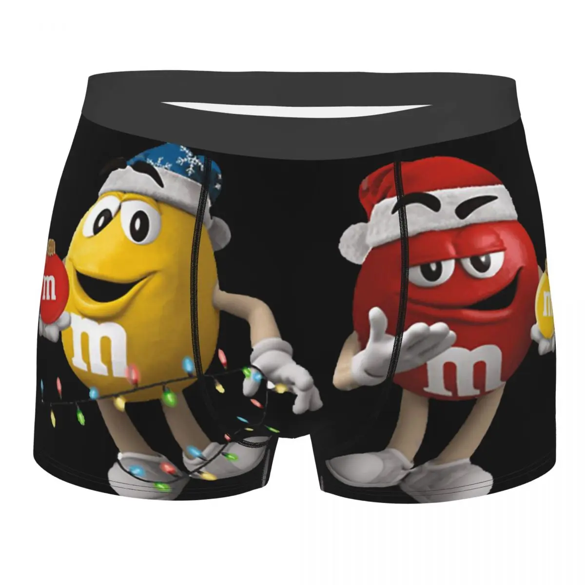 

M Chocolate Candy Cartoon Colorful Red Merry Christmas Underpants Breathbale Panties Male Underwear Sexy Shorts Boxer Briefs