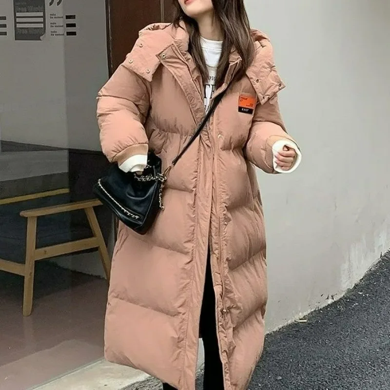 2023 New Women Down Cotton Coat Winter Jacket Female Mid Length Version Versatile Parkas Loose Thick Outwear Hooded Overcoat fdfklak s 5xl new cotton linen plus velvet jacket oversized fleece hoodie loose mid length print vintage female coat winter