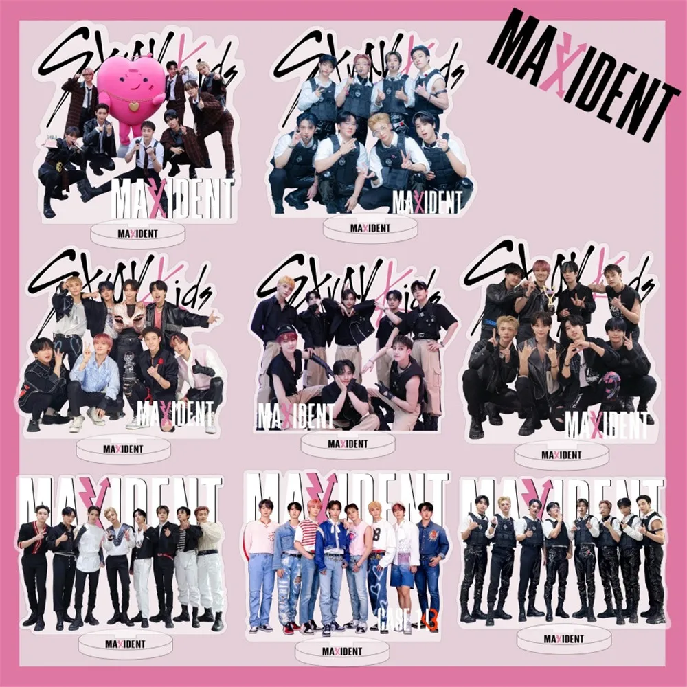 

1pcs KPOP Creative 15 cm Stray Kids New Album MAXIDENT Transparent Action Stand Figure Model Felix Jisung Hyunjin Lee Know Gift