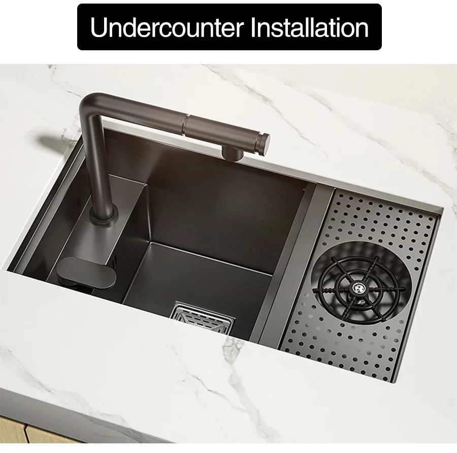 ASRAS Nano Black Stainless Kitchen Sink Image 6