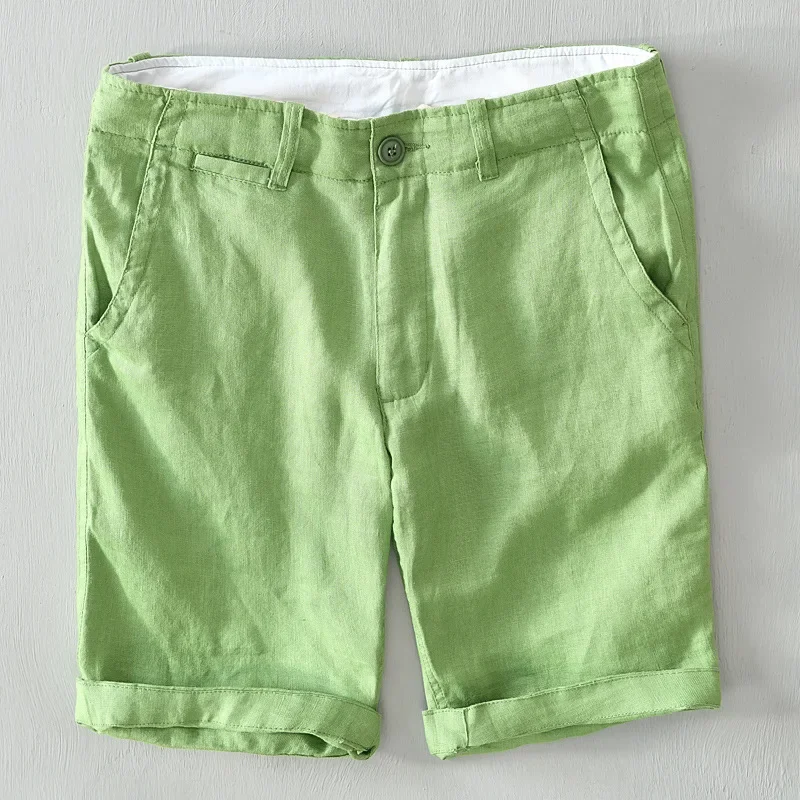 

100% Pure Linen Shorts Fpr Men Summer New Fashion Loose Beach Holiday Shorts Man Casual Shorts Plus Size Y2894