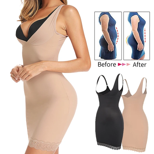 Women Shapewear Slip Dresses Tummy Control Bodysuits Full Slip