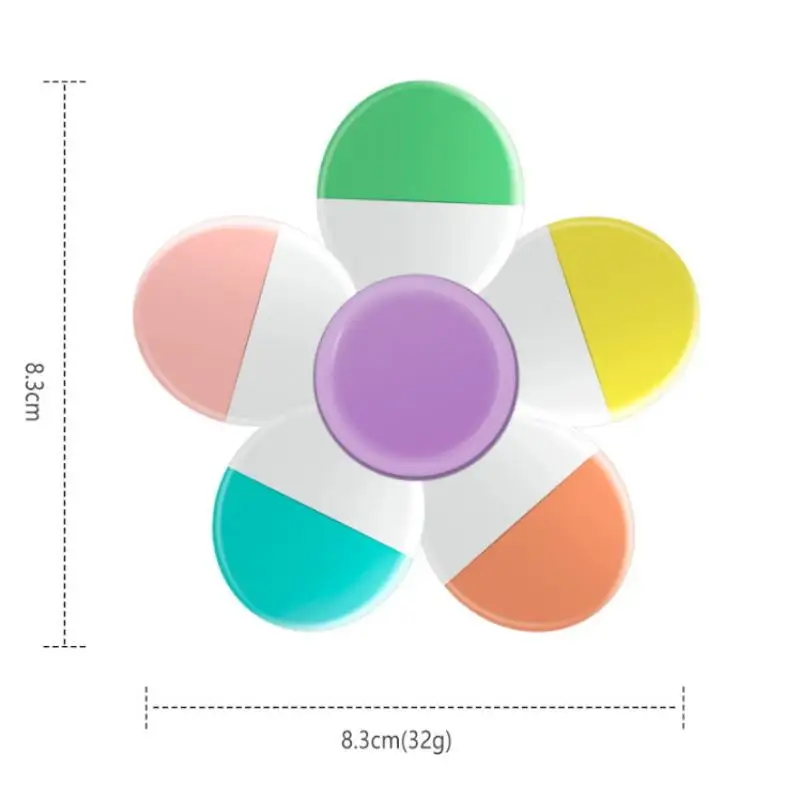 1Pcs 꽃 모양 수채화 색상 5-In-1 형광 펜 학교 사무용 문구 용 손가락 끝 나선형 형광펜