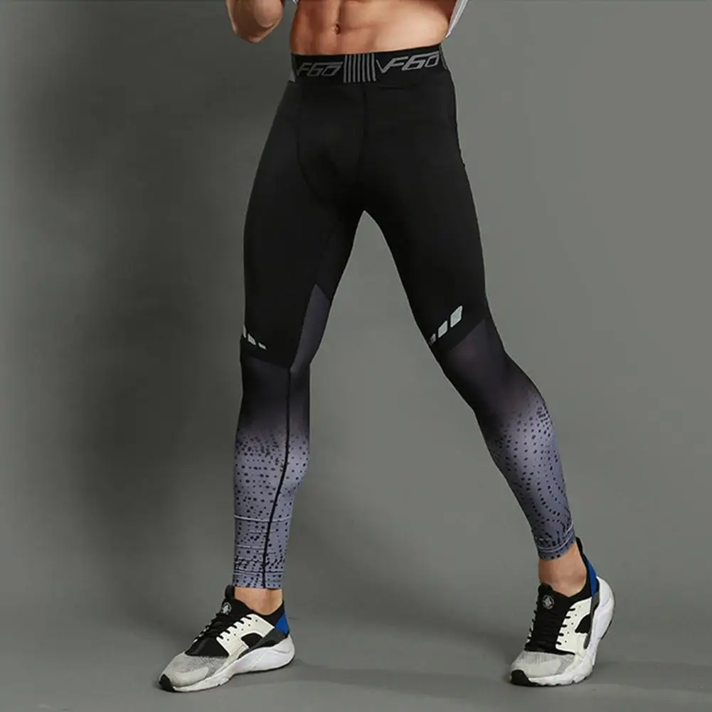 Men Yoga Pants Contrast Color Sports Fitness Running Training Cycling Quick-drying Tights Trousers Leggings