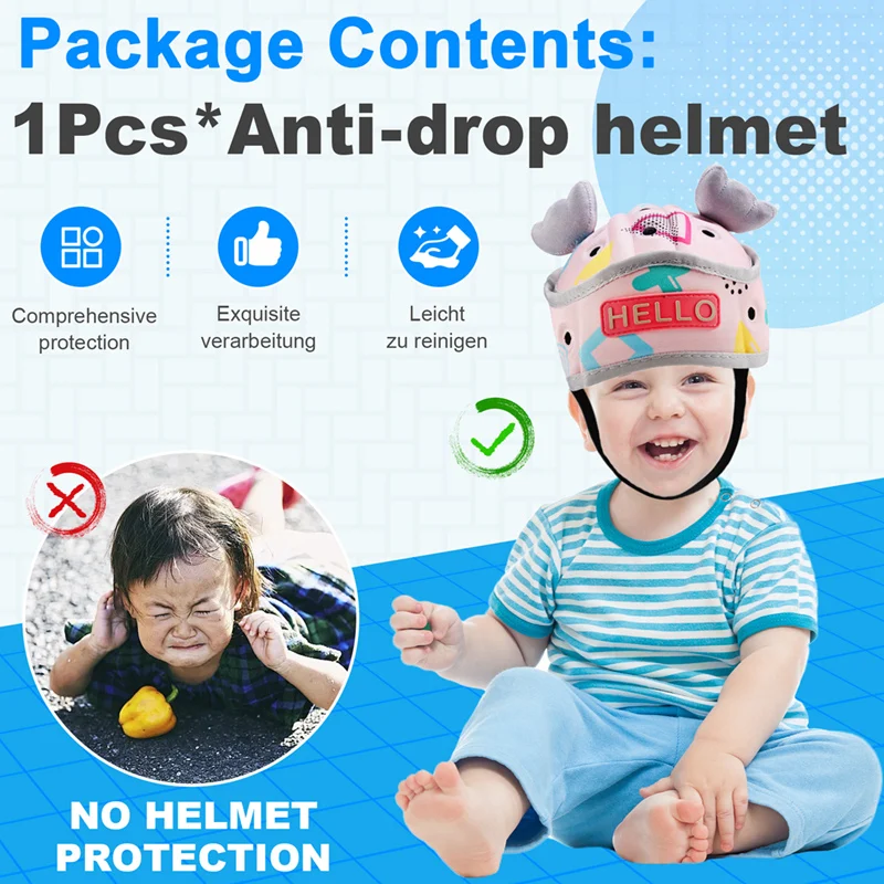 Adjustable Babysafety Helmet 360-Degree Headprotection, Soft Toddler Security Hat For Learning To Walk,-Y44A