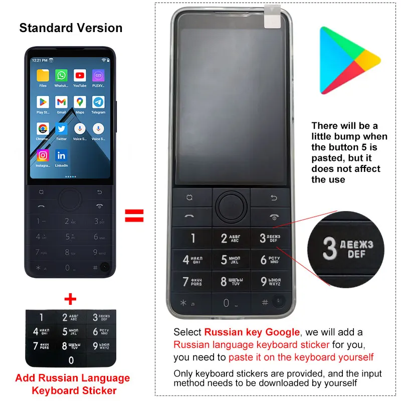 Qin-4 GB,64GB,Bluetooth 3.54,タッチスクリーングローバル