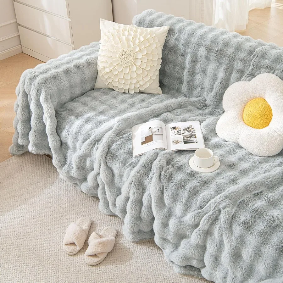 Soft Warm Faux Fur Sofa Cover Thick Shaggy Fuzzy Sectional Couch Cover Plush Furniture Cover Fluffy Sectional Sofa Slipcover fo