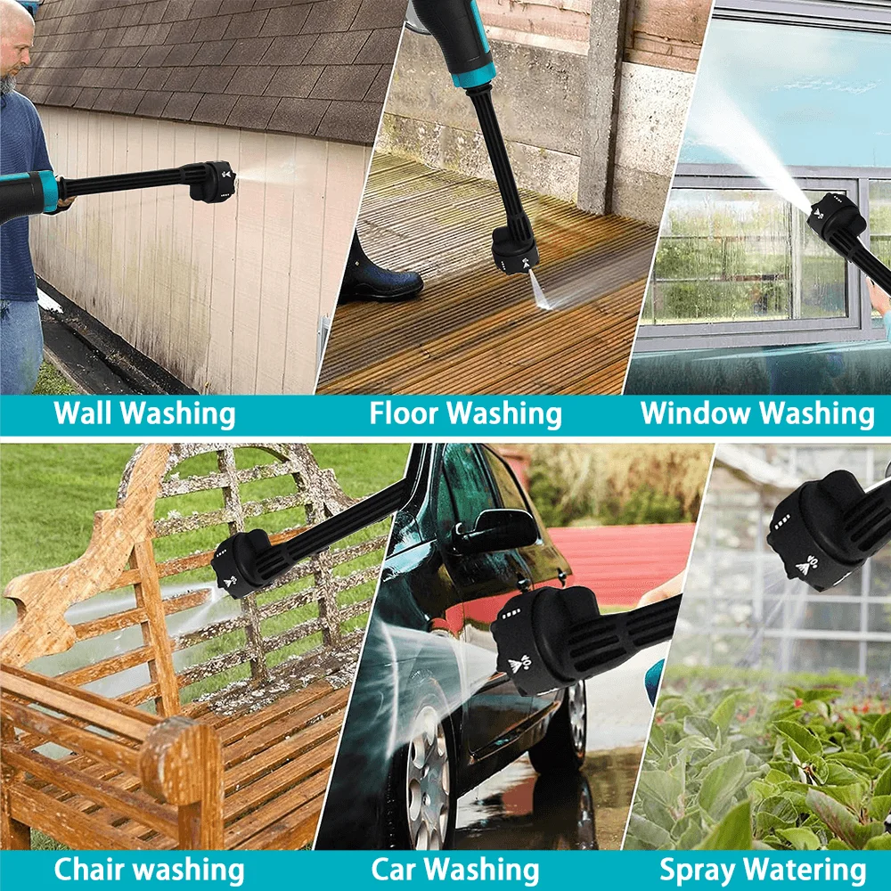 Portable Cordless High Pressure Washer Electric Adjustable Spray Water Gun Cleaner Handheld Washer Gun For Makita 18V Battery 6
