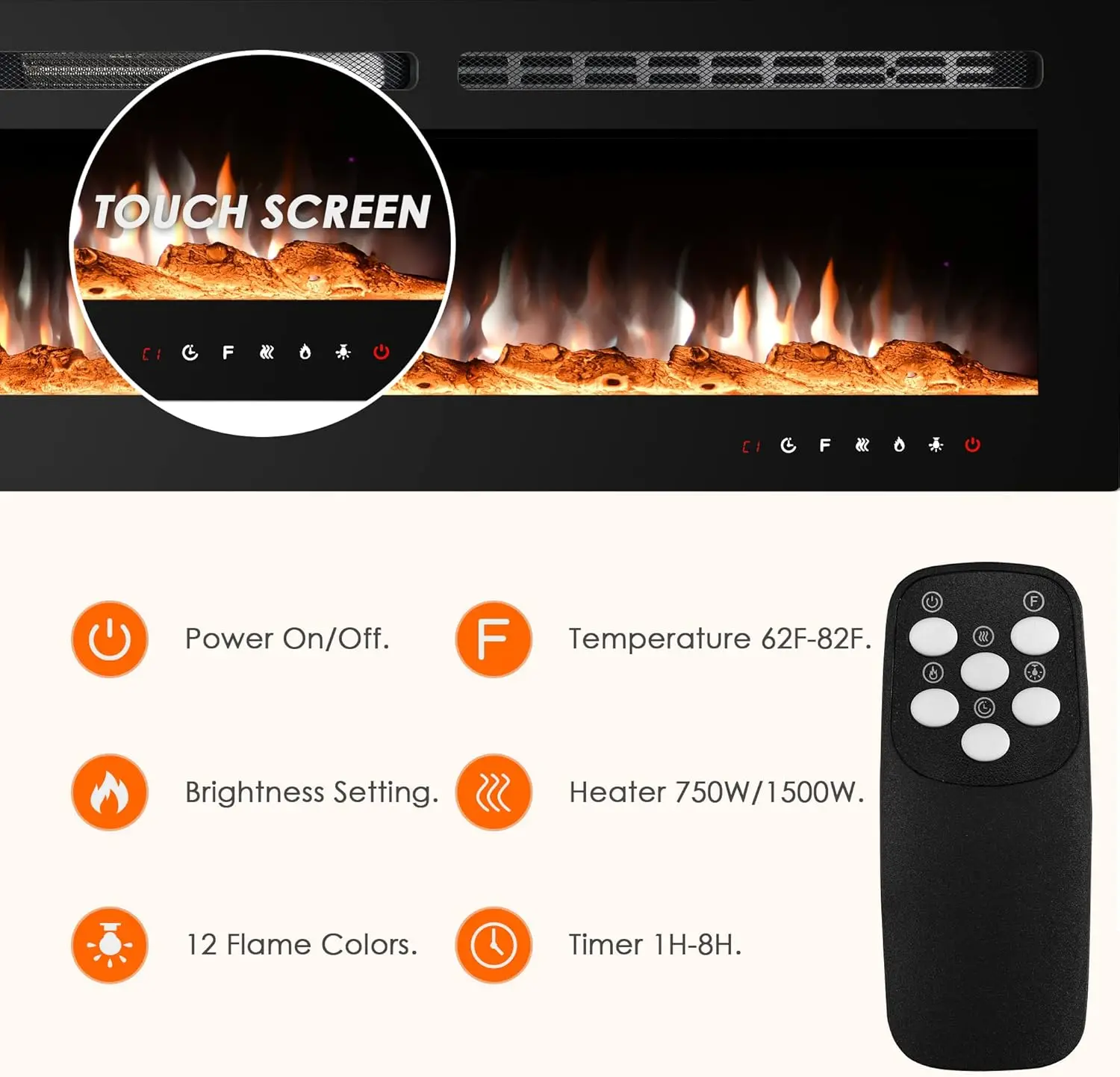 Electric Fireplace Inserts 60 inch Electric Fireplace Wall Mounted 4"D x 60"W x 17"H